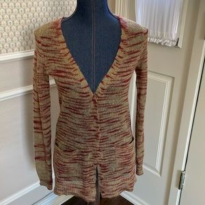 NTN Free People Beach Red Tiger Strip Cardigan